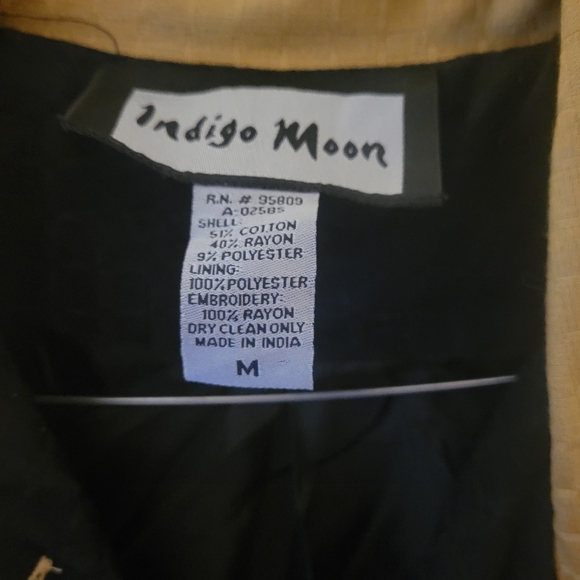 Woman's Embroidered Indigo Moon Boho Chic Jacket Size Medium - Picture 6 of 11